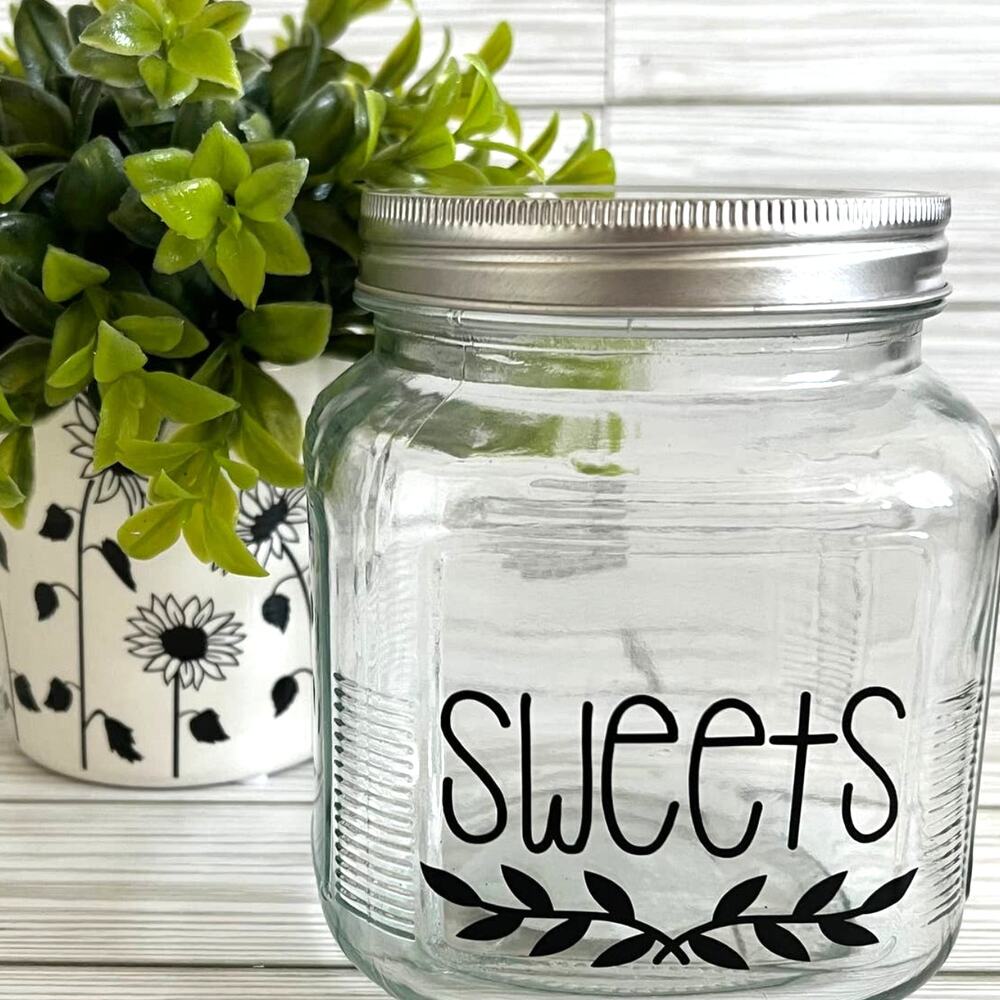 NEW "Sweets" Ashland Square Kitchen Pantry Farmhouse Custom Glass Jar